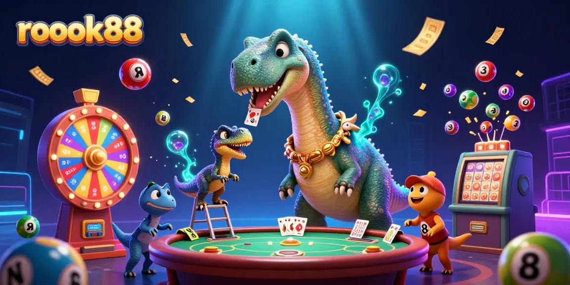 Experience the excitement of rokok88 with vibrant lottery balls and exciting casino elements in a dynamic scene.