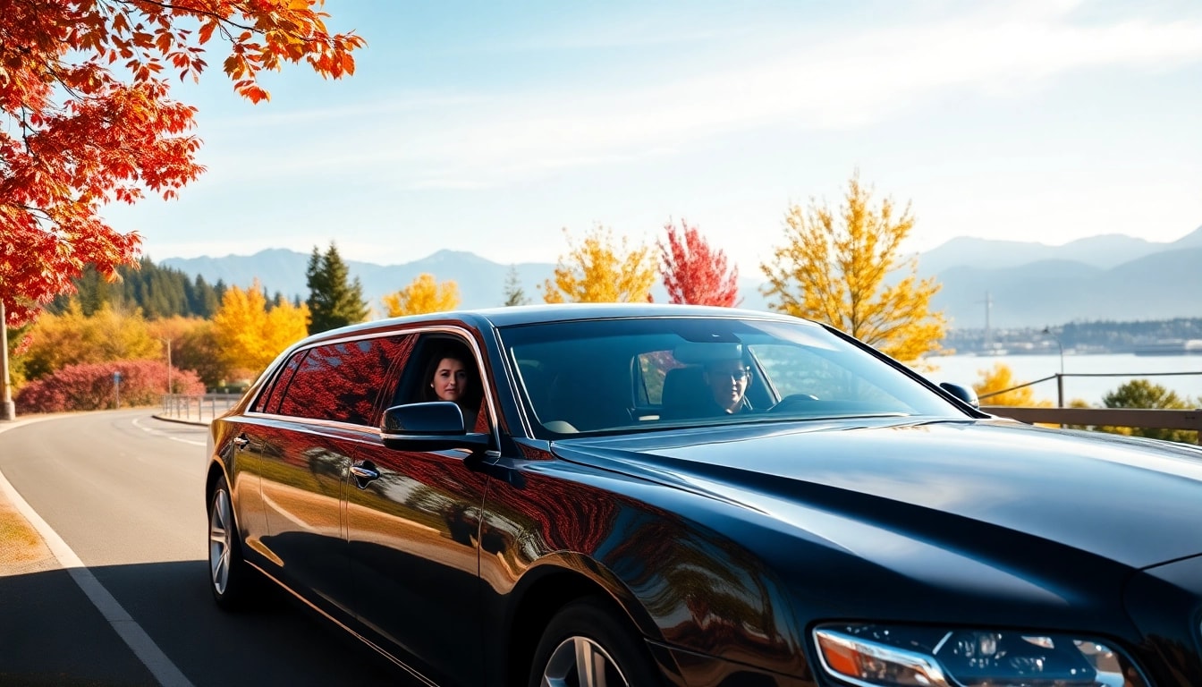 Limo from Seattle to Vancouver, showcasing a luxurious black limousine at the scenic border.