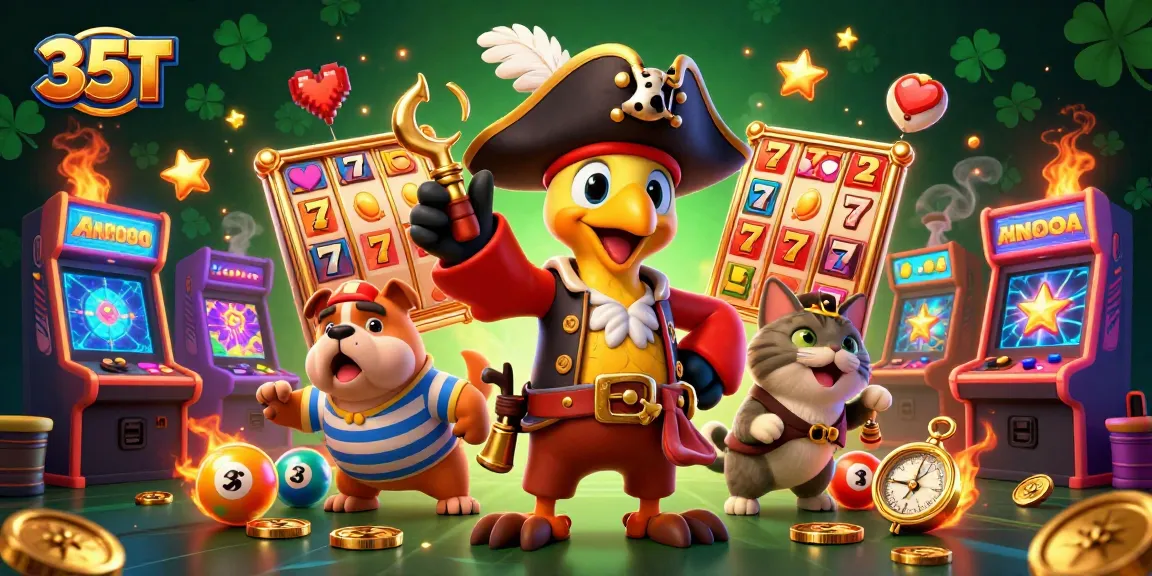 35T rewards players with epic jackpots and vibrant lottery elements in a lively casino scene.