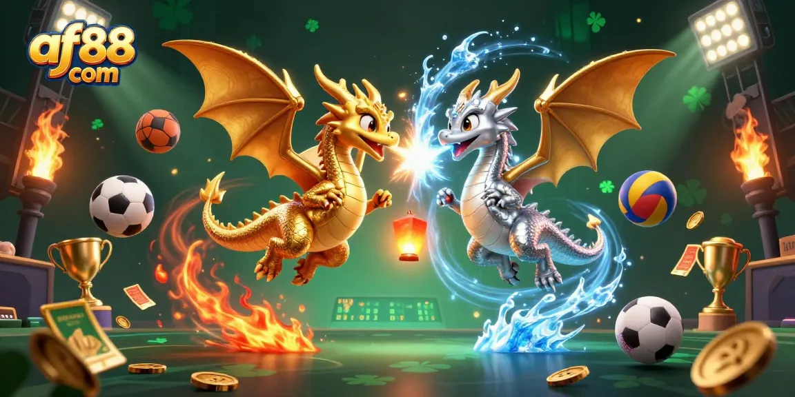 Experience thrilling action at af88 com with dynamic dragons, sports betting excitement and golden trophies