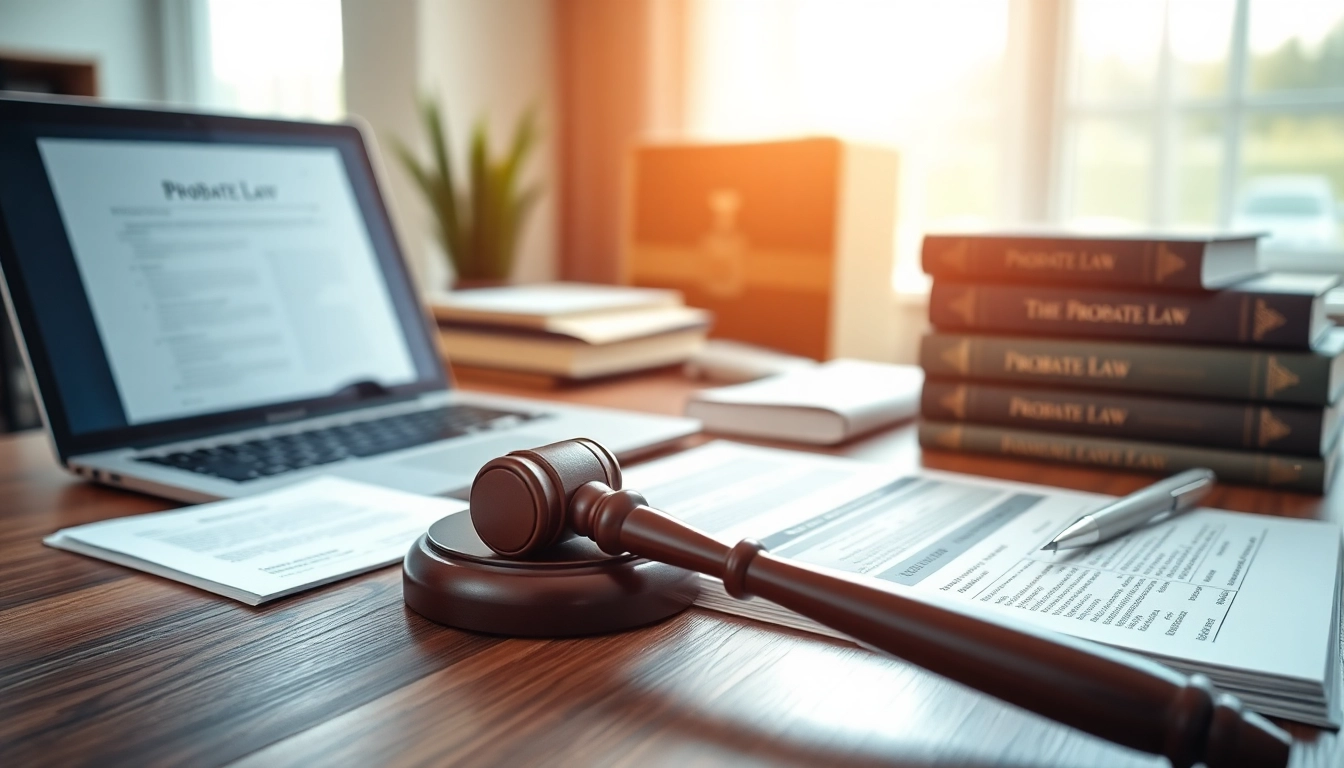 Lawyer discussing Probate laws with clients in a well-lit office environment.