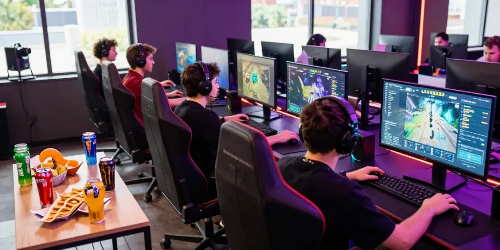 luxury333 gaming experience with players engaged in competitive matches and high-tech setups
