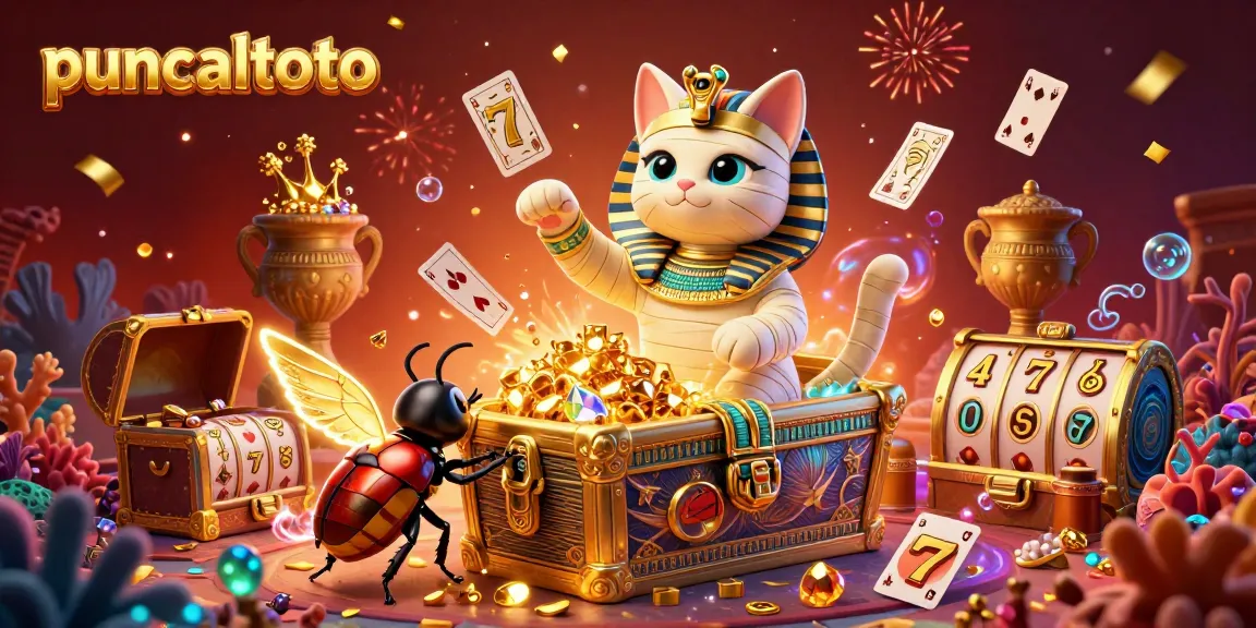 Puncaktoto menyajikan momen menghentak dengan kucing mummy dan karakter kasino dalam nuansa gemerlap.