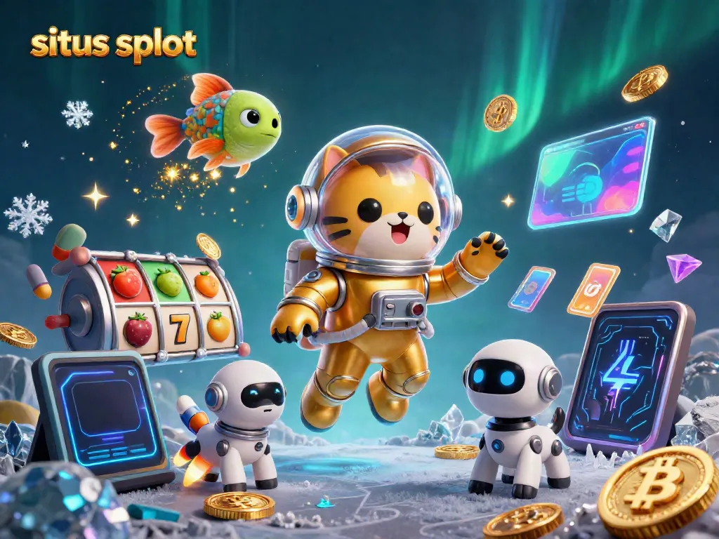 Menangkan jackpot di situs slot dengan gambar luar angkasa yang menarik dan simbol permainan mengelilingi karakter utama.