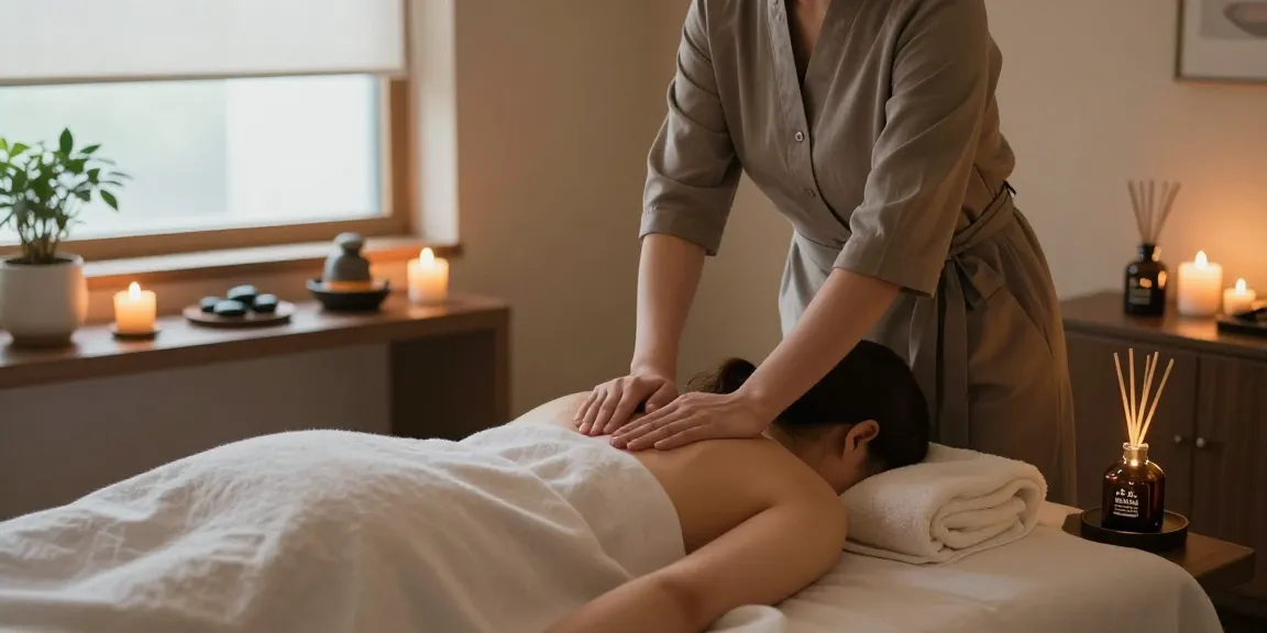 Relaxing 강남출장마사지 session in a tranquil wellness room with soothing ambiance.