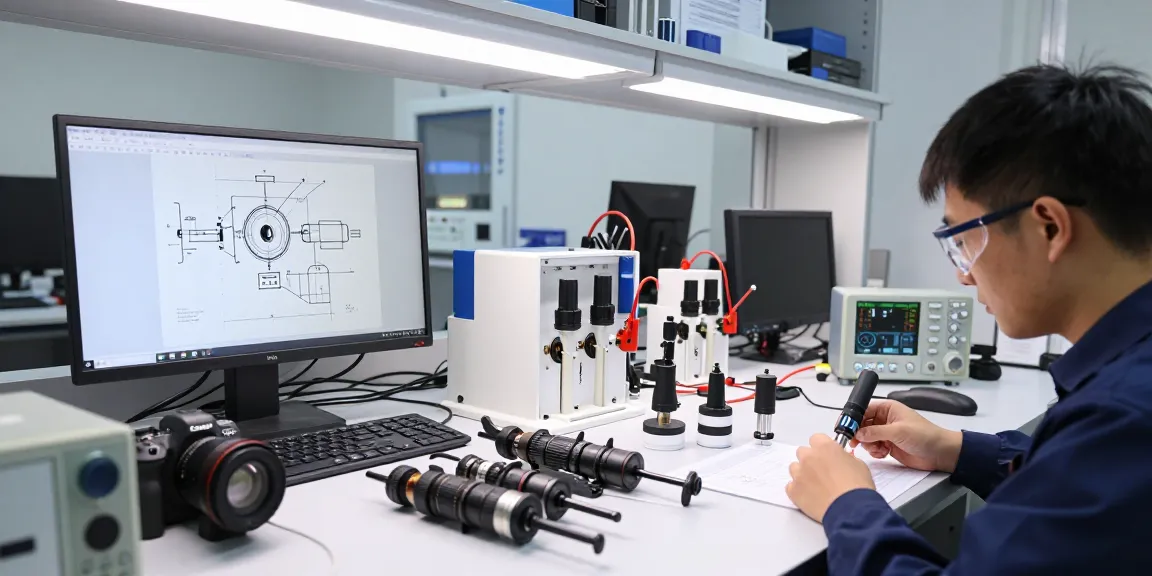 Engineers calibrating high-sensitivity geophones in a modern lab