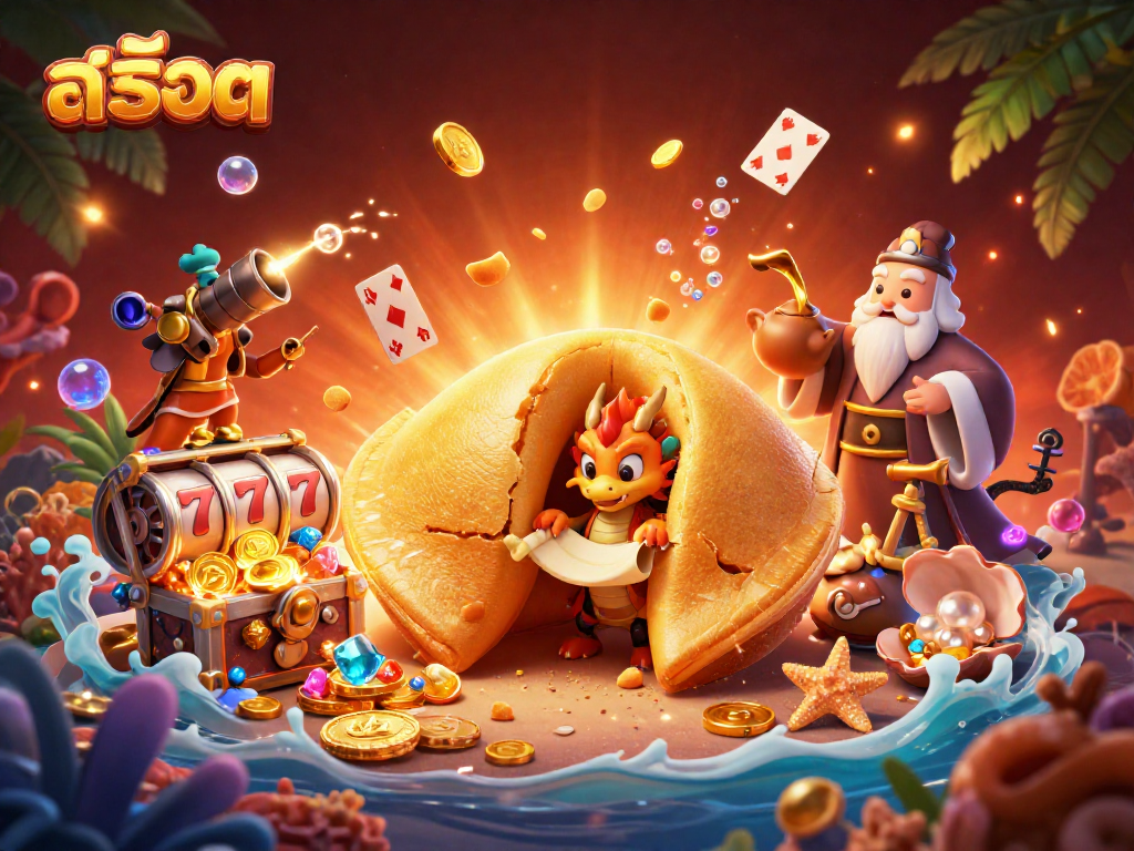 Experience exciting สล็อต gameplay with a golden fortune cookie and wise dragon