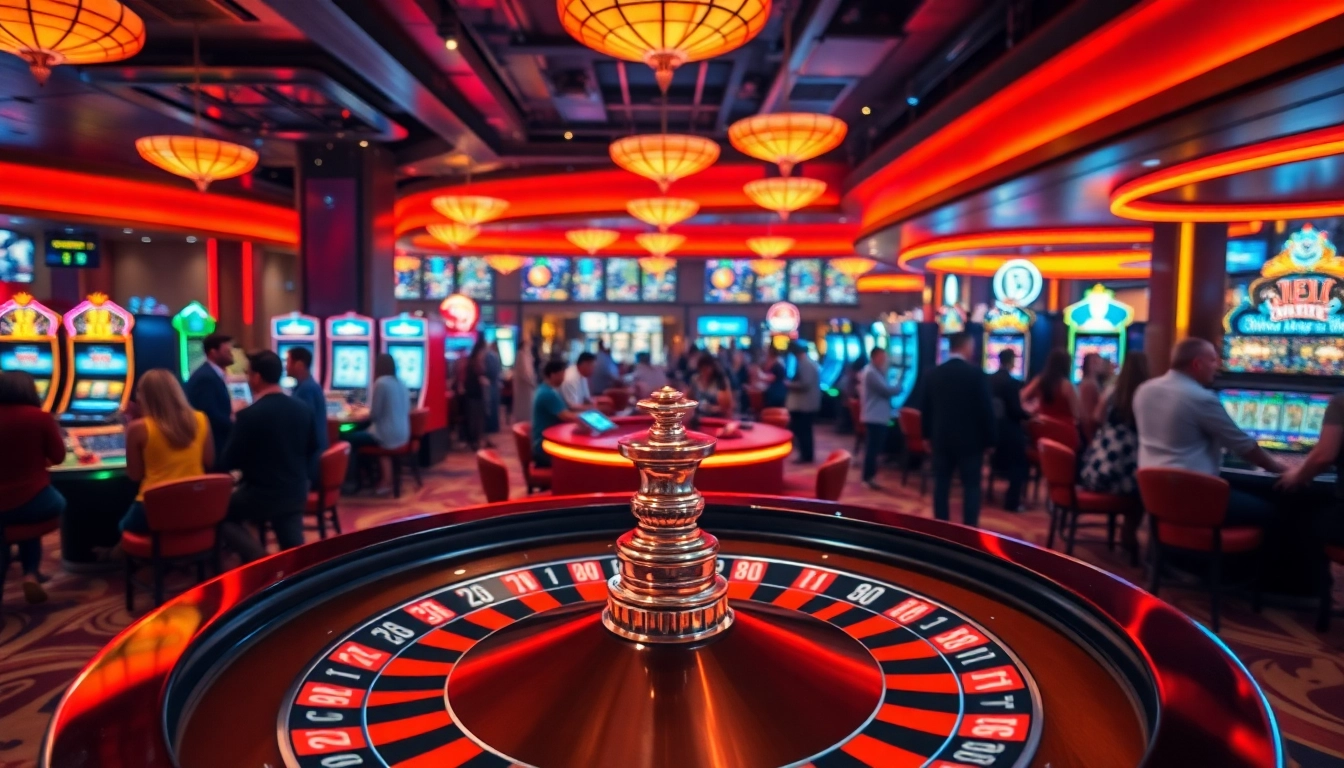 Engaging scene of Non gamstop Casino Uk with roulette wheel and lively players.