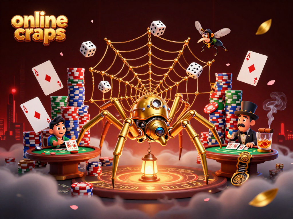Engage in online craps with a whimsical steampunk scene of luck and strategy.