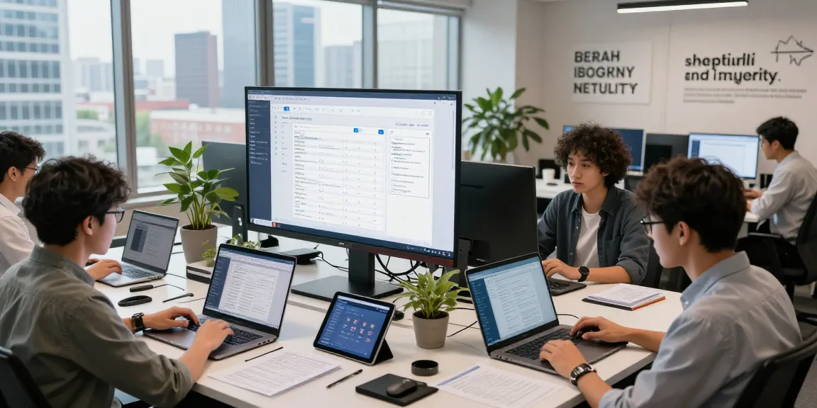 Team analyzing data to detect fake receipt authenticity using advanced AI technology in a modern workspace.