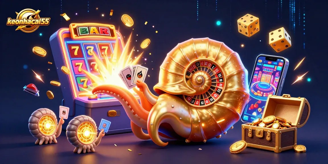 Experience thrilling moments at keonhacai55 with an exciting casino illustration featuring games and jackpots.