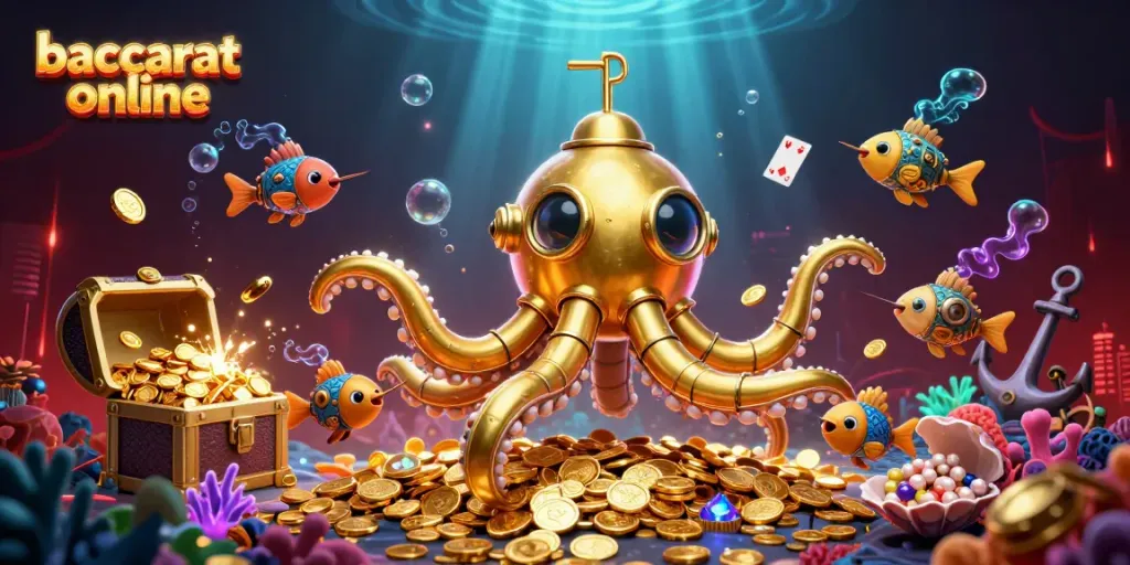 Play baccarat online in a captivating underwater scene with vibrant colors and rich details.