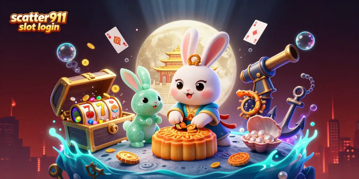 Engage in winning strategies with scatter911 slot login amidst a vibrant lunar casino scene.