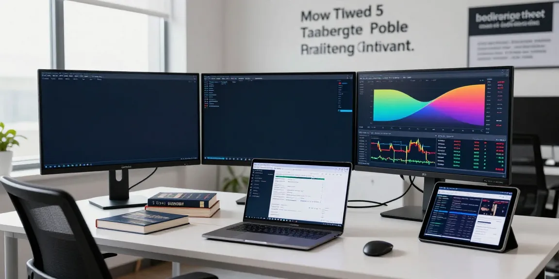 Financial analyst using MetaTrader 5 at a professional trading desk.