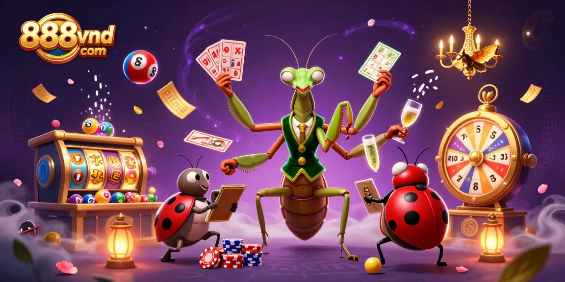 Capture thrilling moments at 888vnd com with a vibrant casino scene showcasing exciting games and characters.