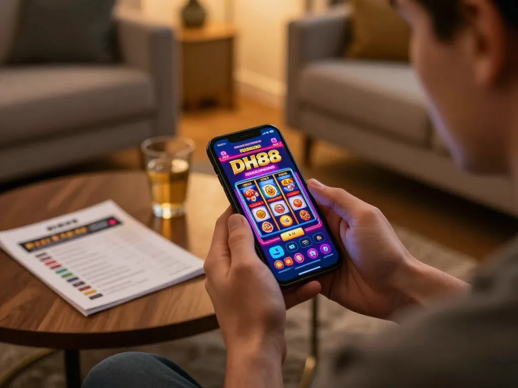 Experience excitement with DH88 casino app while enjoying mobile gaming in a cozy setting.