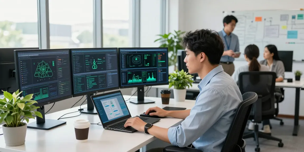 IT support for businesses with a technician monitoring networks in a bright office