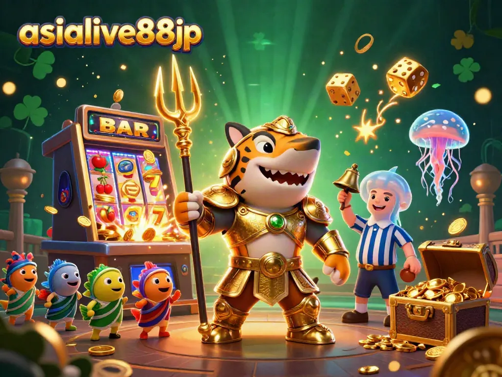 Experience thrilling excitement with asialive88jp's dynamic underwater casino scene featuring a tiger shark and vibrant game elements.