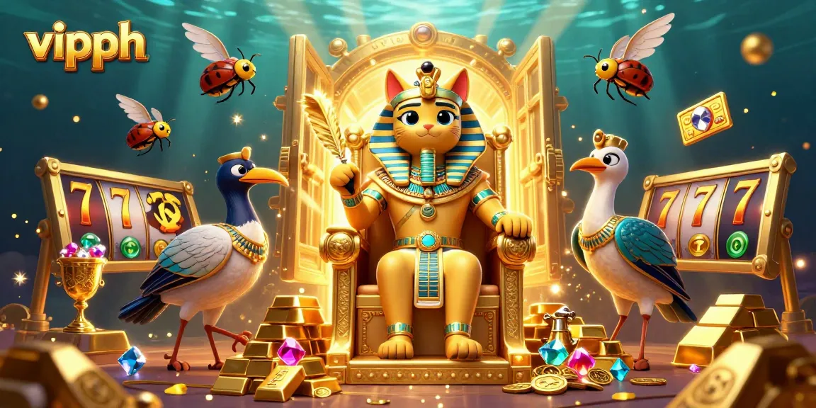 Experience the excitement of vipph with this dynamic 3D casino scene illustrating treasures and games.
