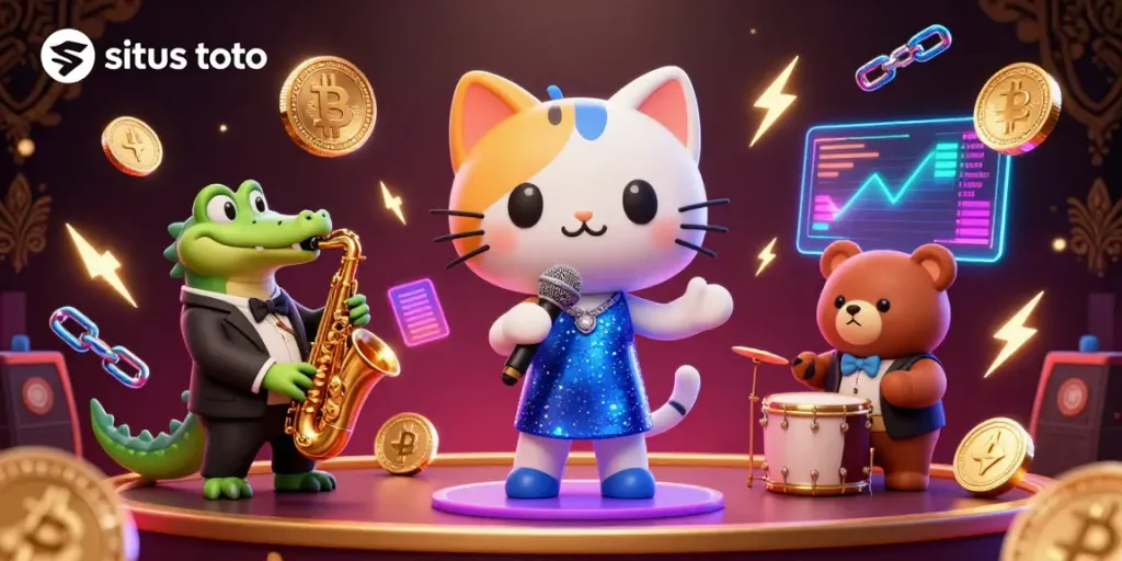 Experience the excitement of situs toto with animated casino characters in a vibrant digital scene.