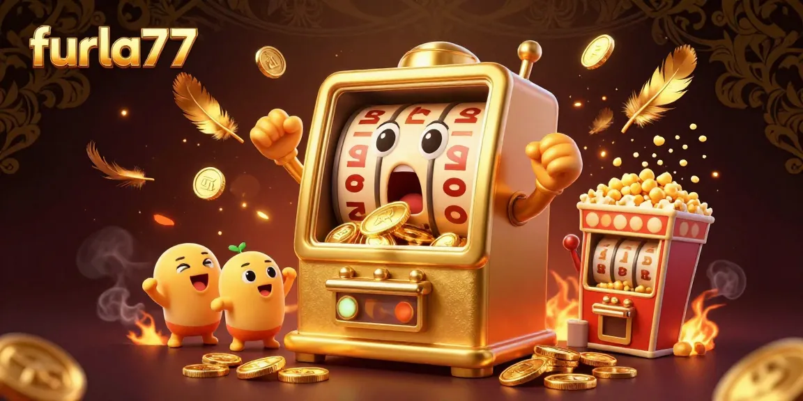 Experience a thrilling jackpot moment with furla77's golden slot machines surrounded by a festive atmosphere.