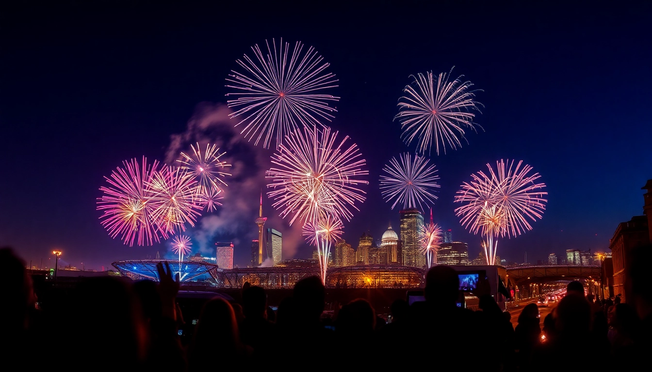 Experience the spectacle of vibrant fireworks lighting up Manchester's night sky.