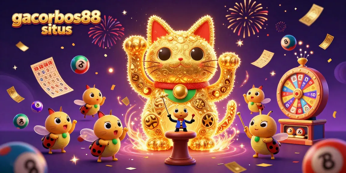 Engage with gacorbos88 situs featuring a lucky cat and dynamic casino elements in a vibrant celebration.