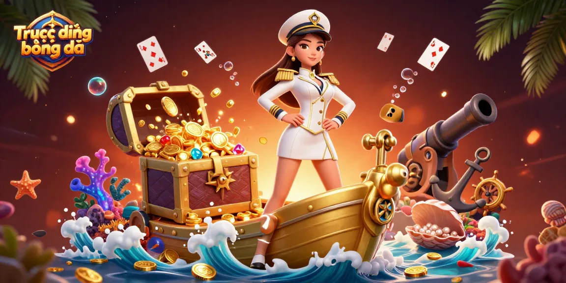 Engage in Trực tiếp bóng đá with vibrant characters celebrating on a lavish treasure-filled scene.