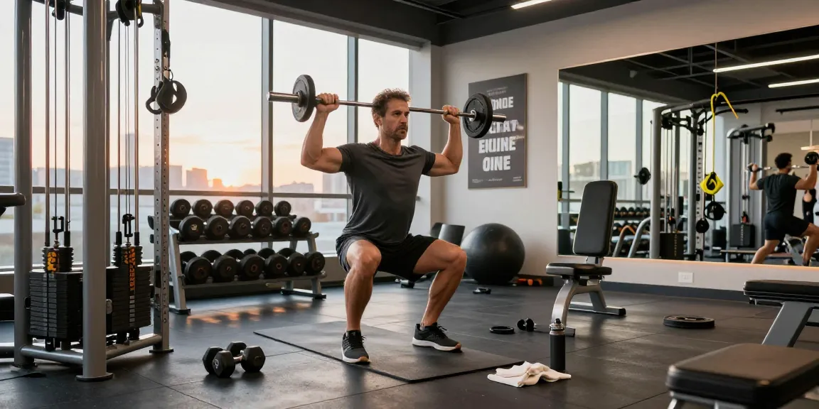 Pharmaqo Shop fitness scene with an athlete lifting weights in a vibrant gym environment showcasing dedication and quality.