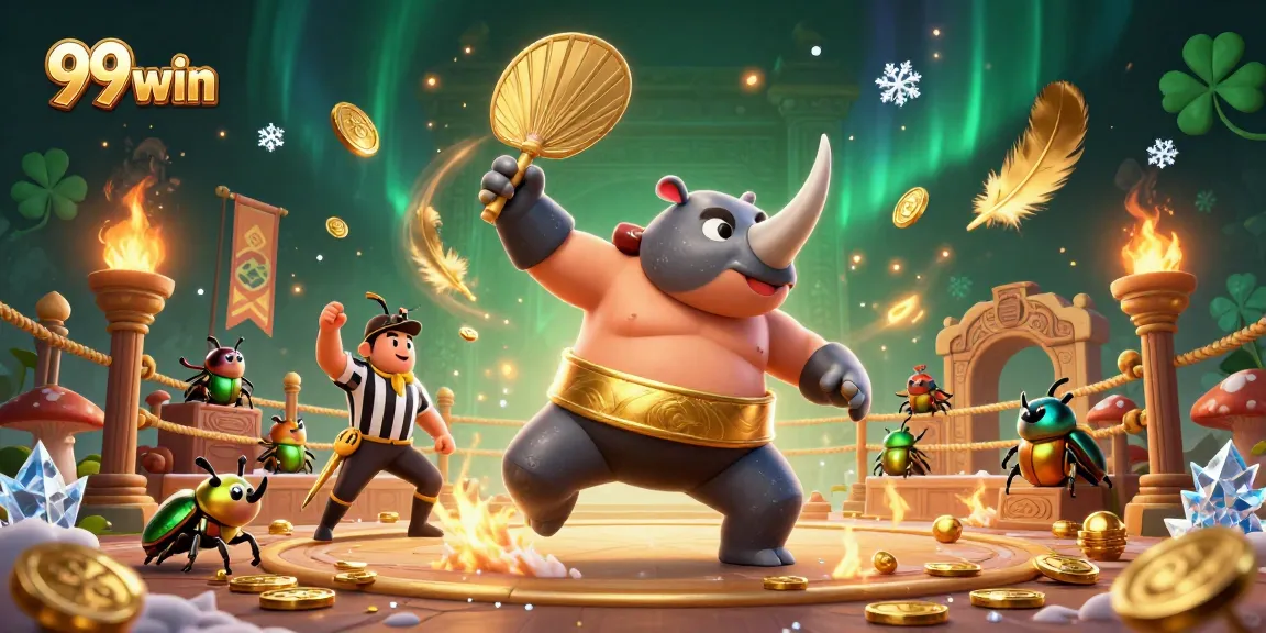 Experience thrilling gameplay at 99win featuring a dynamic sumo beetle champion in action!