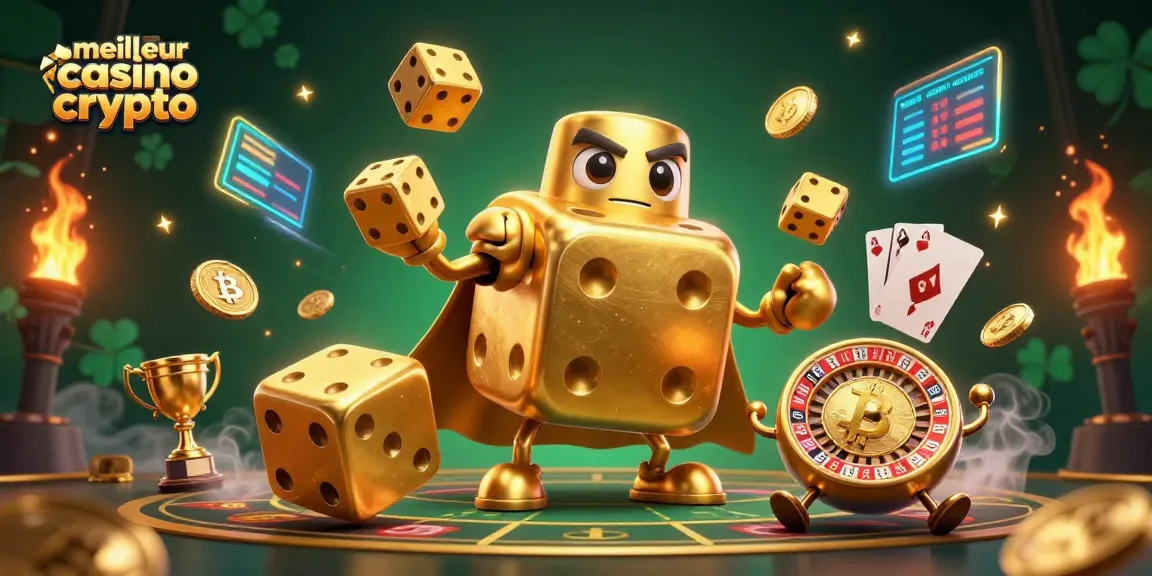Jouez à meilleur casino crypto avec des pièces Bitcoin et des éléments blockchain dans une illustration vivante.