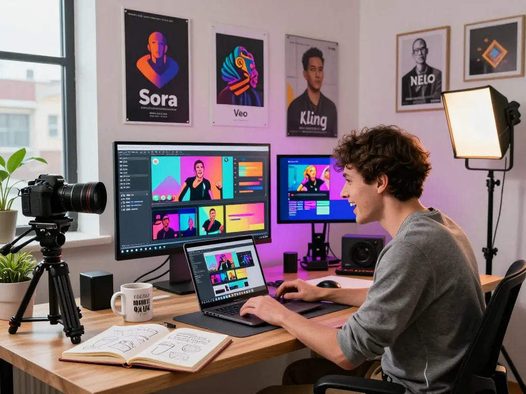 Dynamic workspace for video to prompt analysis with AI models Sora, Veo, and Kling.