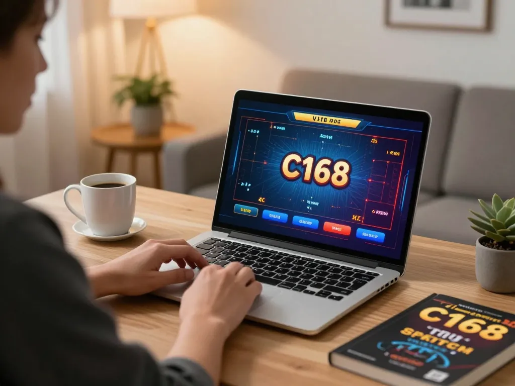 C168 online player engaging with live dealer game, capturing the excitement of home gambling experience