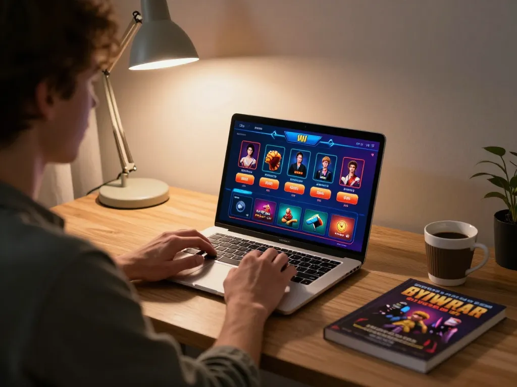 mdg188 player strategizing with laptop during online casino session in cozy home setting
