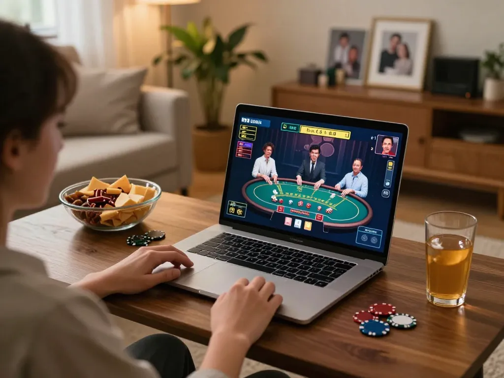 Player enjoying a thrilling blackjack game on 789winf from their cozy home.