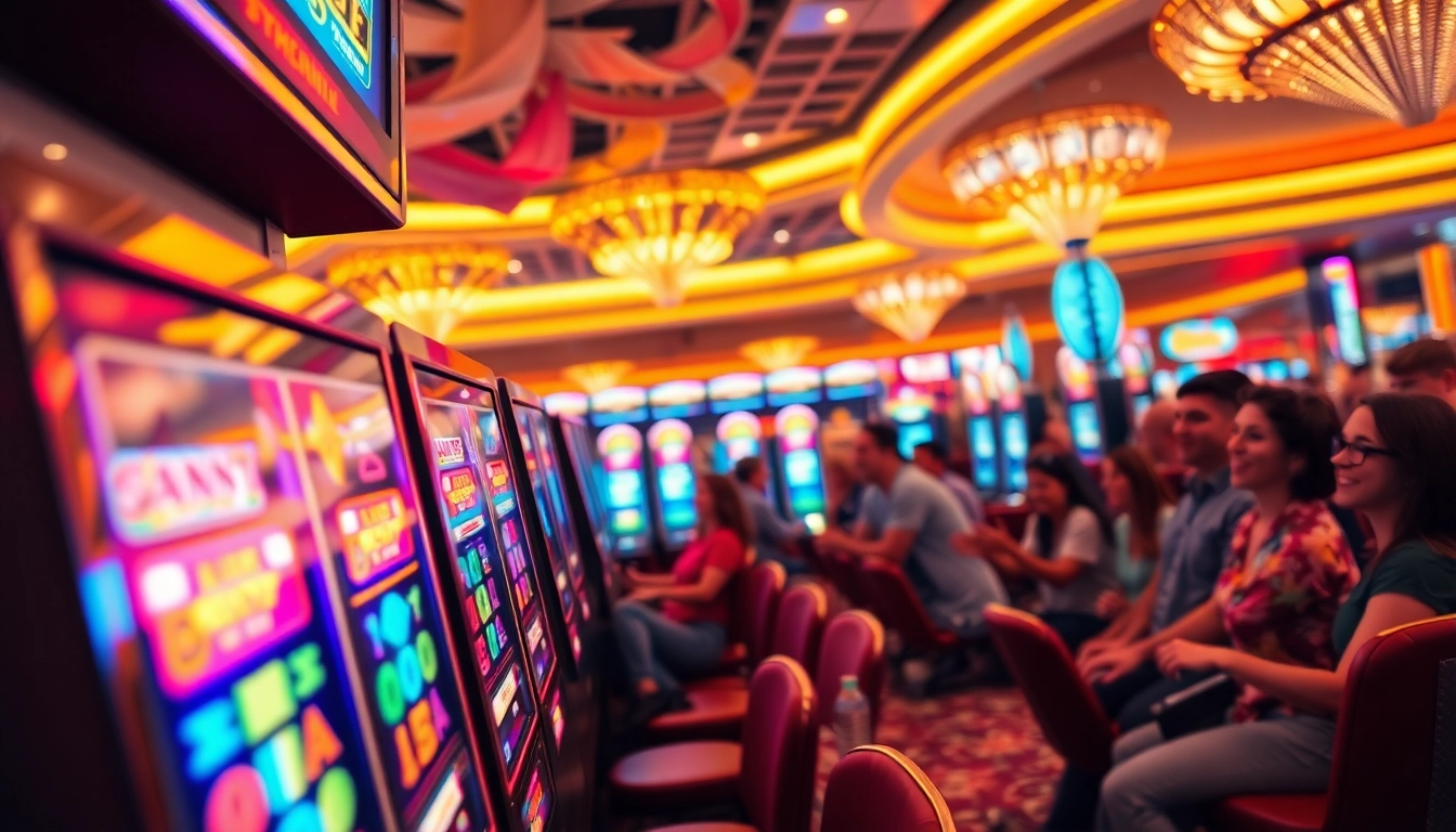 Jelajahi keseruan bermain LOL4D di kasino yang hidup dengan mesin slot yang berkilauan.