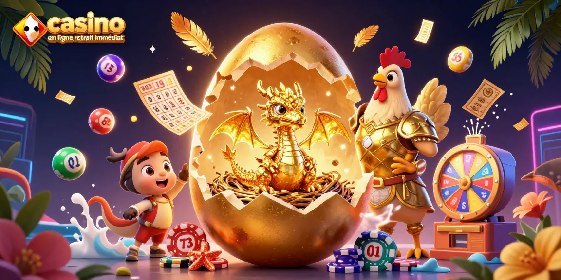 Retrouvez le casino en ligne retrait immédiat avec des gains instantanés sous un œuf colossal et dragon.