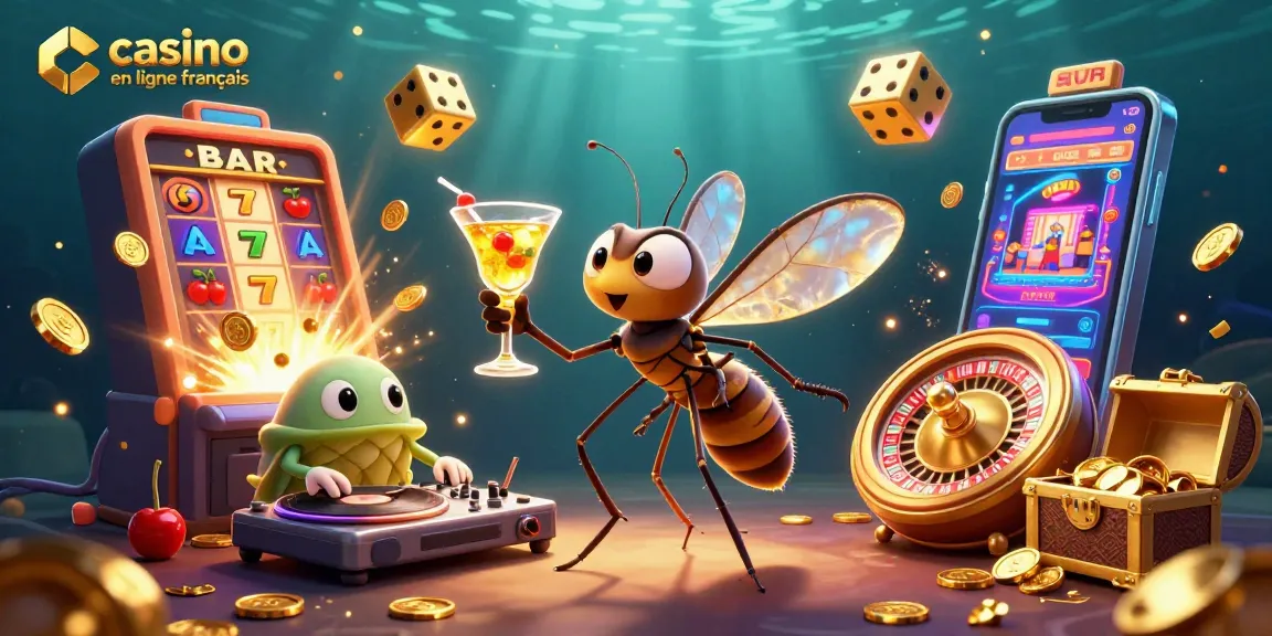 Découvrez le monde captivant du casino en ligne français avec cette illustration dynamique et colorée.