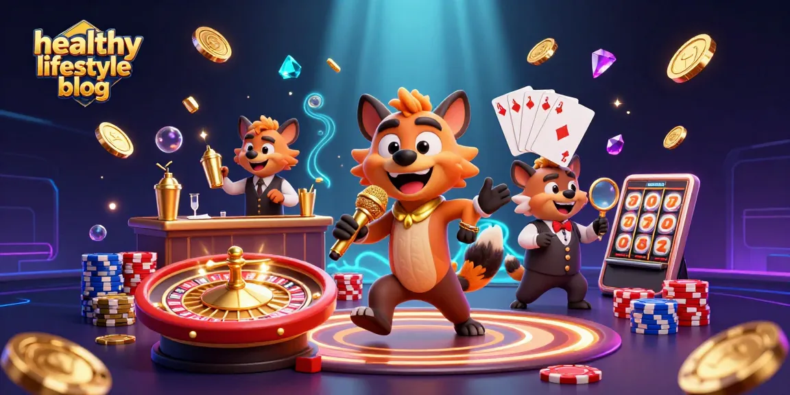 Engage with the healthy lifestyle blog's vibrant casino scene filled with sparkling gems and dynamic characters.