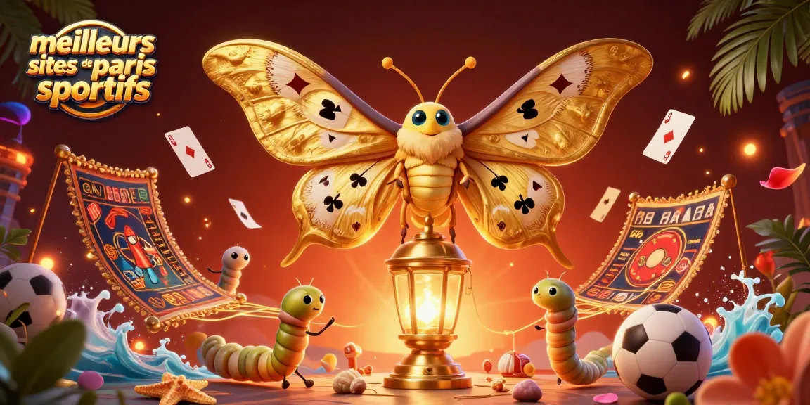 Les meilleurs sites de paris sportifs mettent en scène un papillon majestueux sur une lanterne dorée dans une illustration animée vibrante.