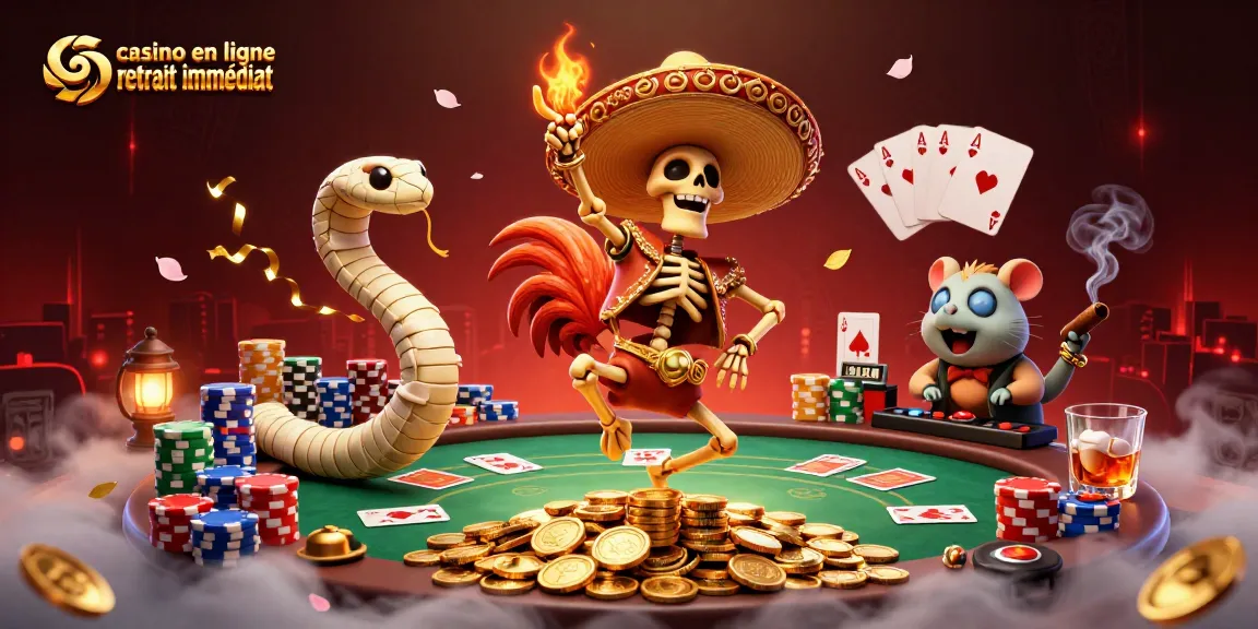Gagnez à casino en ligne retrait immédiat avec notre illustration dynamique et festive.